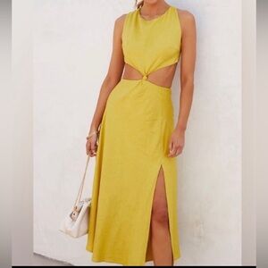 Vici Women’s Linen-Blend “cut out” Midi Dress NWOT